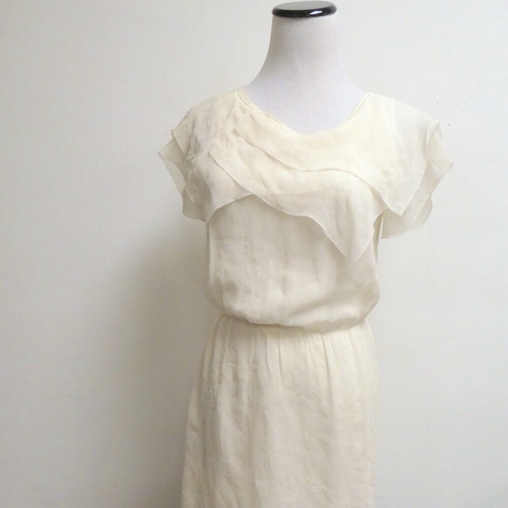 3.1 Philip LIm ivory sheer silk drape neck lined dress 0 party special occasion